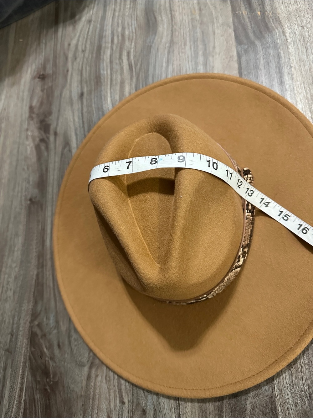 Vici Camel Wide-Brim Felt Fedora with Snake-Print Band - Picture 13 of 15